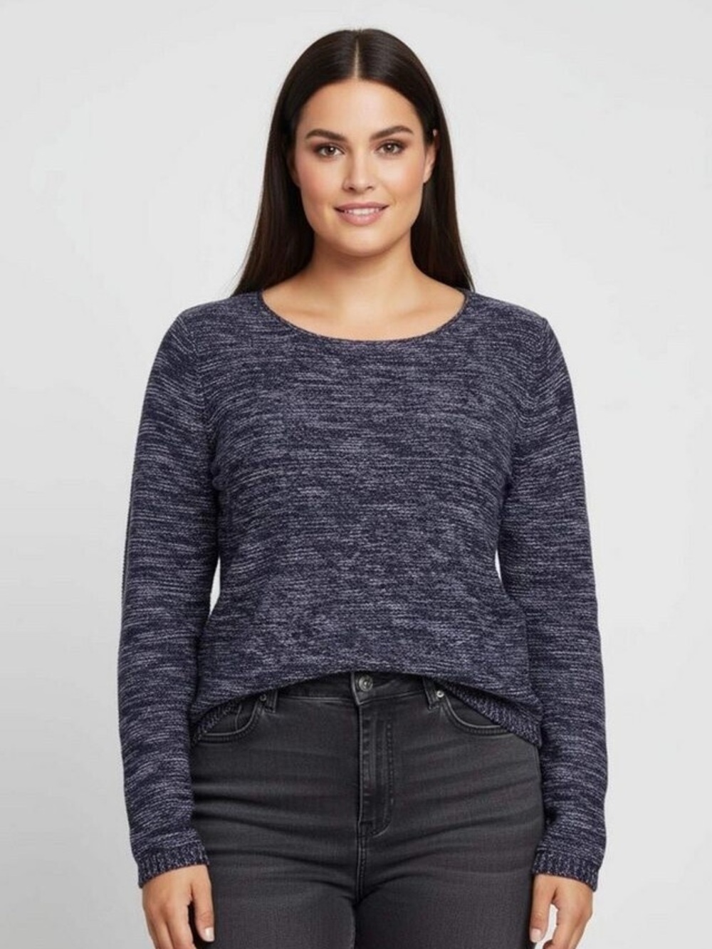Eileen Fisher Navy Blue Marled Linen Blend Pullover Size XL